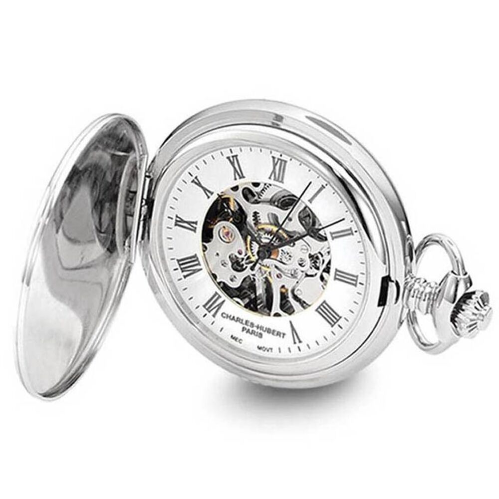 Charles Hubert Chrome-finish Shield Design 47mm Pocket Watch